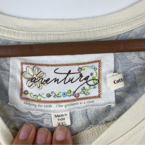 Aventura Organic Cotton Frankie Henley Size XXL Cream Contrast Long Sleeve - Picture 2 of 11